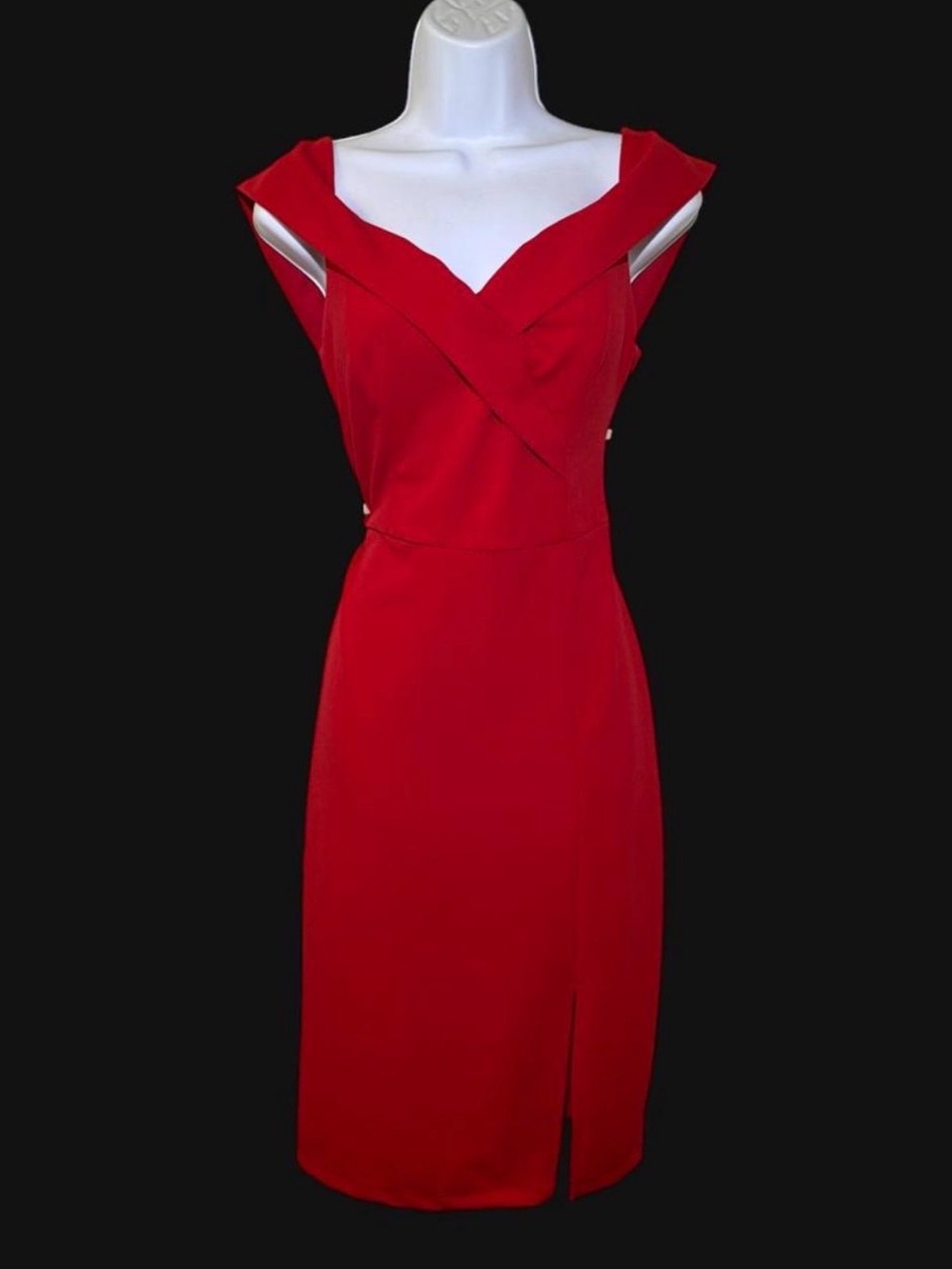 Premier Amour Red Off-Shoulder Midi Dress